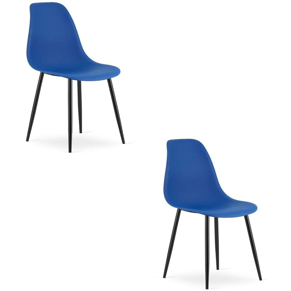 WAT Sedia da scrivania moderna blu con gambe in metallo nero x 2 - Foto 1