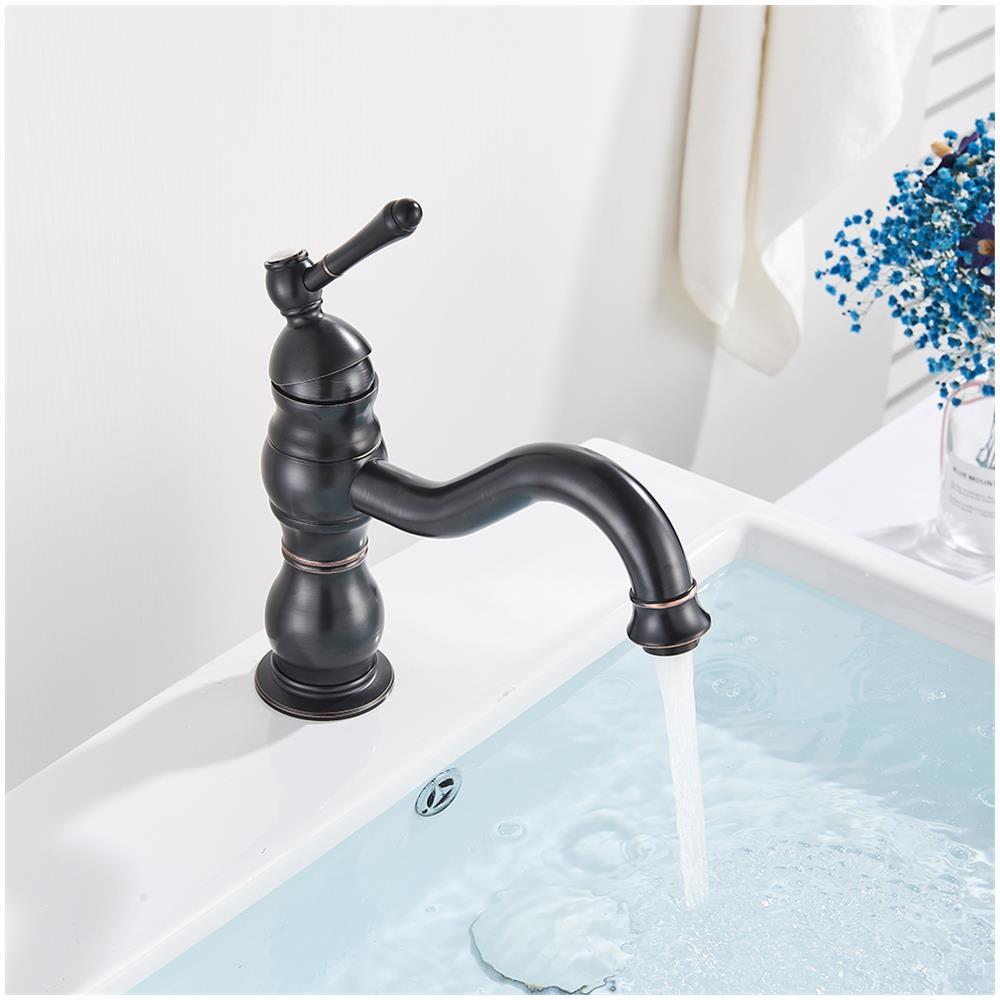 Rubinetto per lavabo da bagno, Blackswan, tipo M149, modello corto nero anticato, misura 21,5 cm - Foto 4