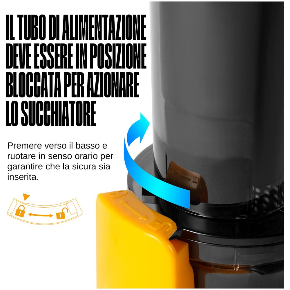 Ginnie Spremiagrumi a Freddo Professionale, Estrattore Lento 60 RPM per Agrumi, Design Compatto e Facile da Pulire, 400ml, 100W - Giallo Sole - Foto 1