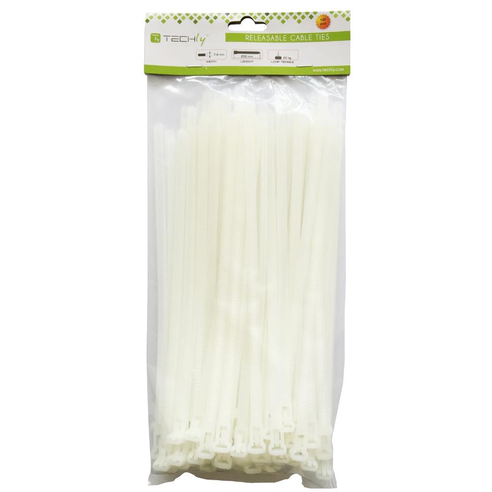 ISWT-876250 - Fascette Fermacavi con Linguetta 250x7,6mm in Nylon 100pz Bianco - Foto 2