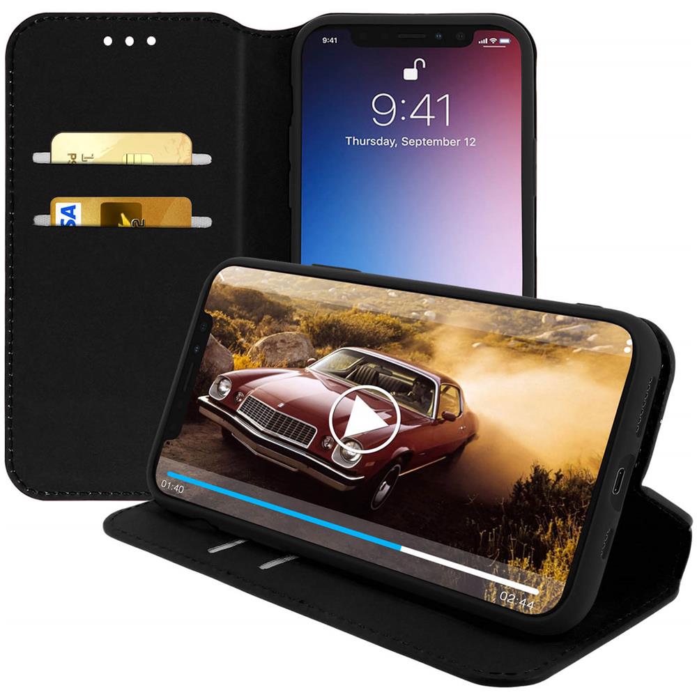 Custodia Apple Iphone 11 Pro Portacarte Funzione Supporto Similpelle Liscia Nero - Foto 2
