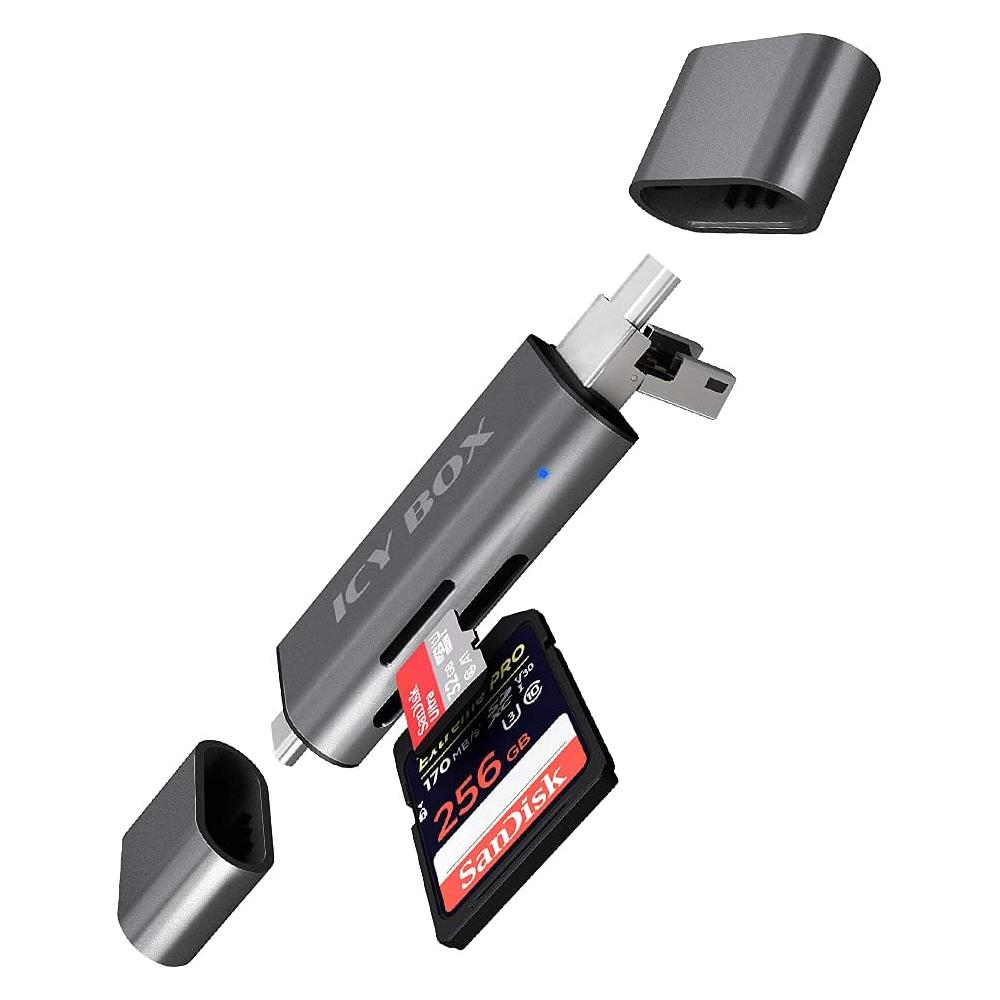 IB-CR201-C3 Lettore di Schede di Memoria SD / microSD Interfaccia USB 3.2 - Antracite - Foto 1