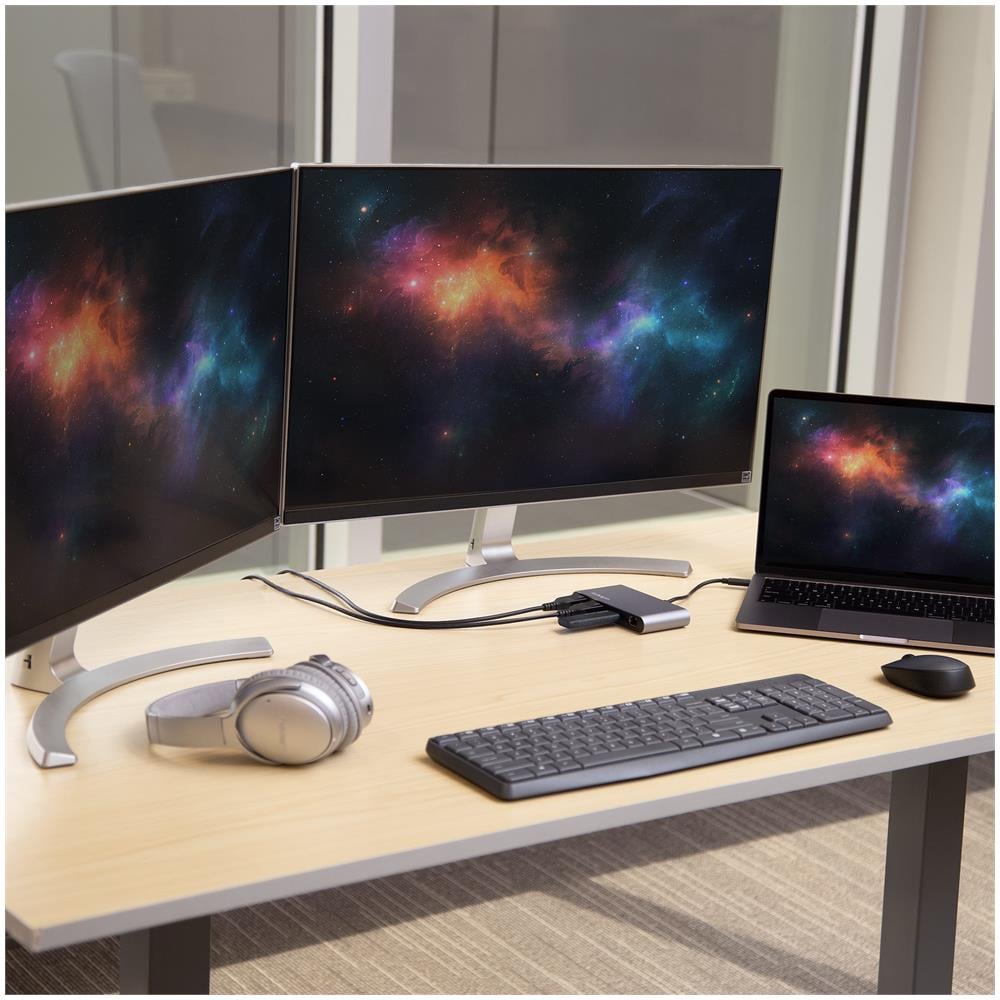 Mini Docking Station per Laptop USB-A 3.0 / Thunderbolt 3 / 2x DisplayPort per Doppio Monitor 4K Grigio + Cavo da 28cm - Foto 5