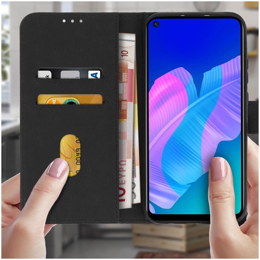 Custodia Huawei P40 Lite E Portadocumenti Funzione Supporto Nero - Foto 5
