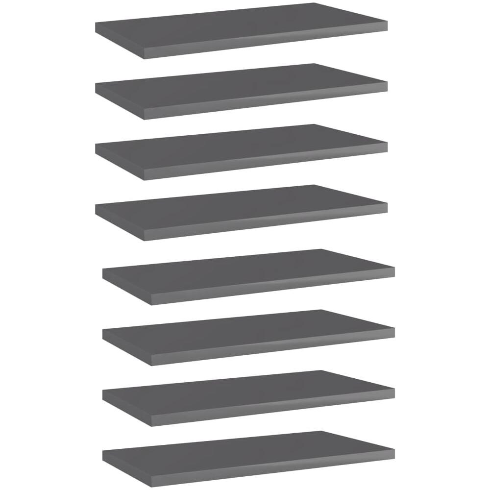 Ripiani per Libreria 8pz Grigio Lucido 40x20x1,5cm Multistrato - Foto 1