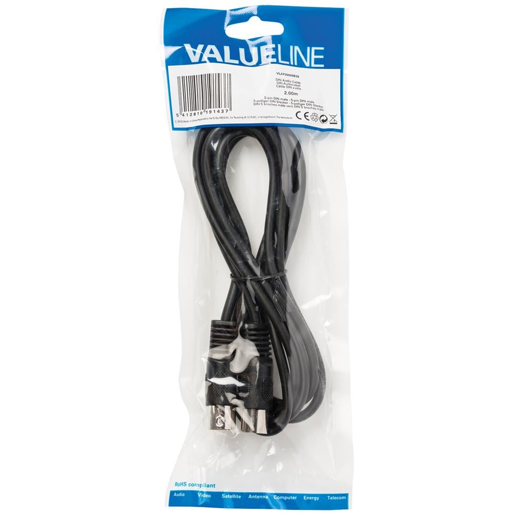 VLAP20000B20, 5-pin DIN, Maschio, 5-pin DIN, Maschio, Nero, Cloruro di polivinile (PVC)  - Foto 1