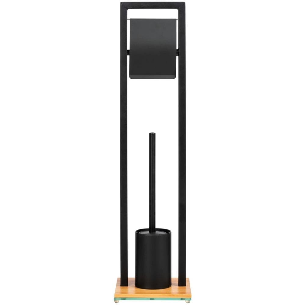 Porta Carta Igienica Con Scopino Bambusa, Con Base In Bambù, Nero, Wenko - Foto 7