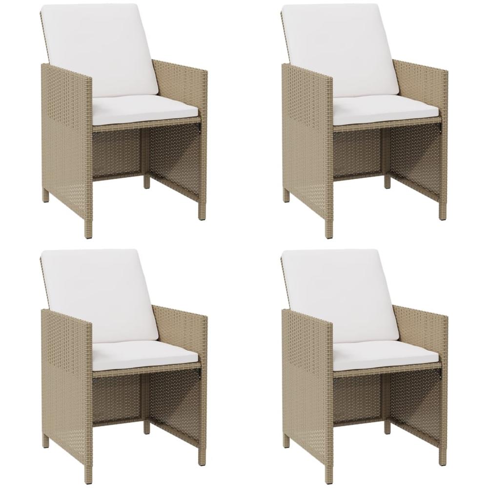 Sedie Da Giardino Con Cuscini 4 Pz In Polyrattan Beige - Foto 1