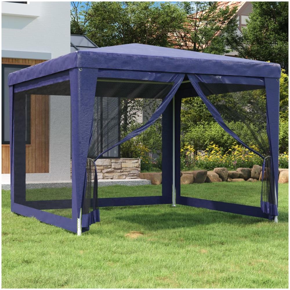 Tenda Per Feste Con 4 Pareti Laterali In Rete Blu 3x3 M Hdpe - Foto 1