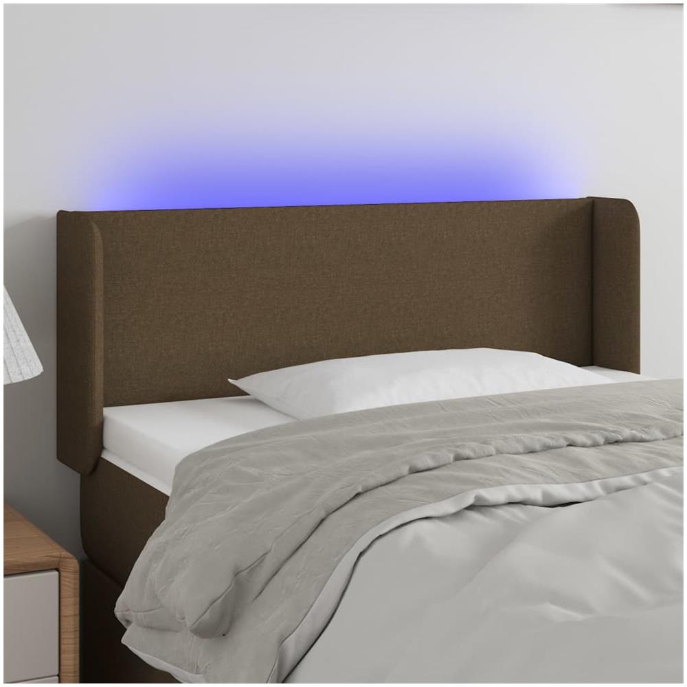 Testiera A Led Marrone Scuro 83x16x78/88 Cm In Tessuto - Foto 1