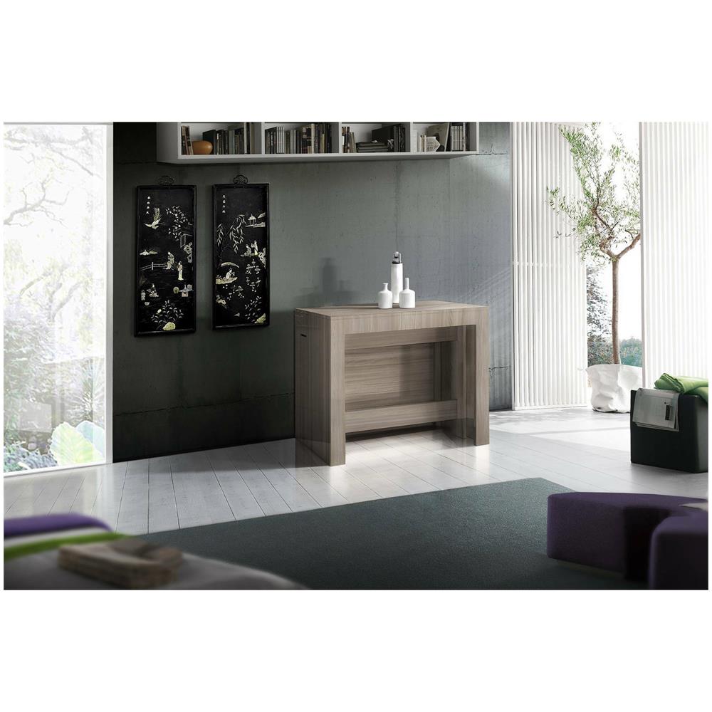 Tavolo Allungabile Martino, Consolle Allungabile Fino A 12 Posti, Tavolo Con Portallunghe, 100% Made In Italy, Cm 51/300x90h77, Olmo Perla - Foto 4