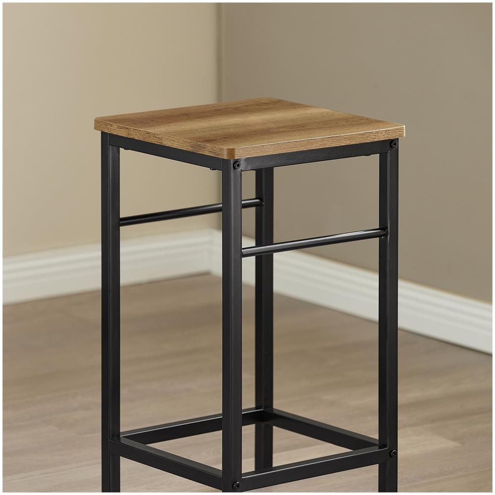 Set 3 Pezzi Tavolo Con 2 Sgabelli Mobile Bar Per Casa Stile Industriale Grigio, L80*p50*a88cm, Marrone Ogt10-pf - Foto 2