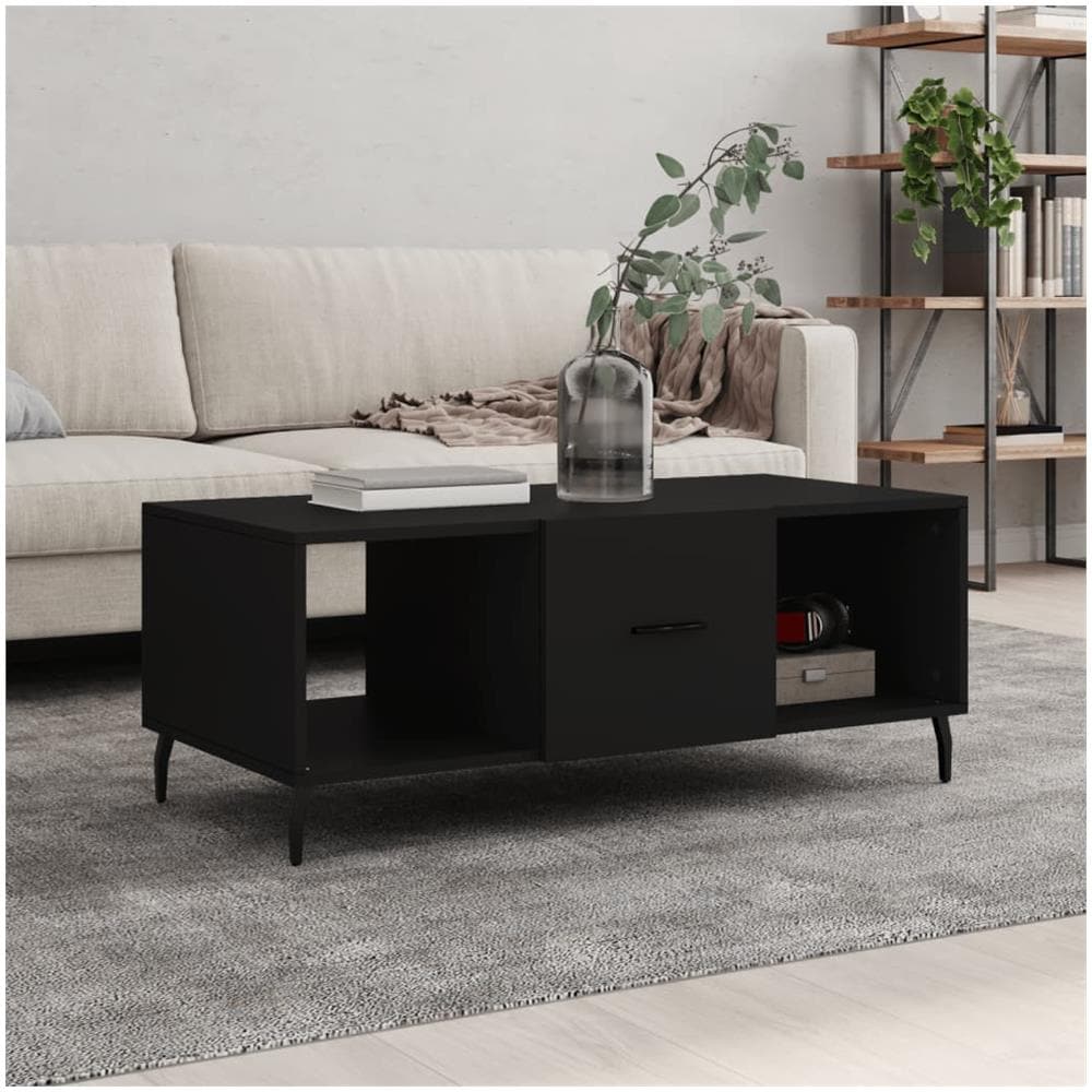 Tavolino Da Salotto Nero 102x50x40 Cm In Legno Multistrato - Foto 1