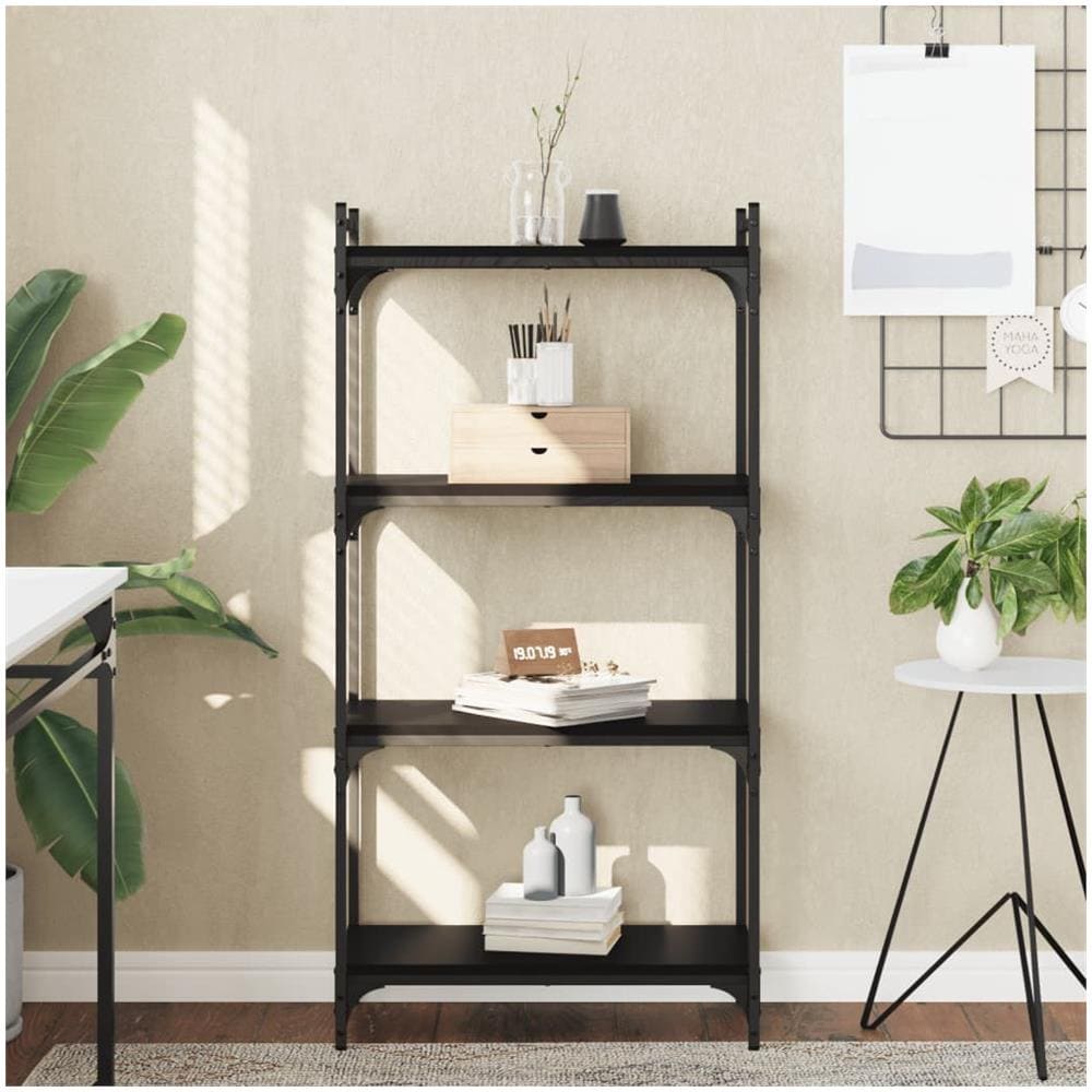 Libreria A 4 Ripiani Nera 60x30x120 Cm In Legno Multistrato - Foto 1