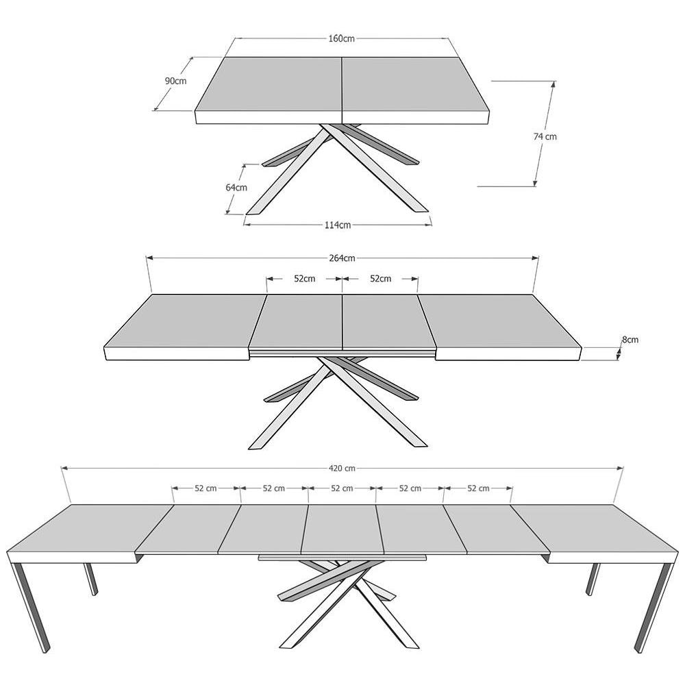 Tavolo allungabile 90x160/420 cm Karida Evolution cemento telaio antracite - Foto 5