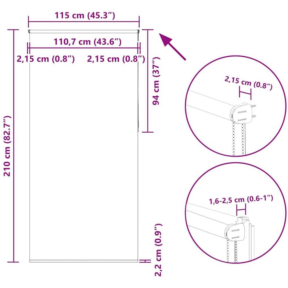 Tenda a Rullo Oscurante 115x210 cm Larghezza Tessuto 110,7 cm - Foto 10