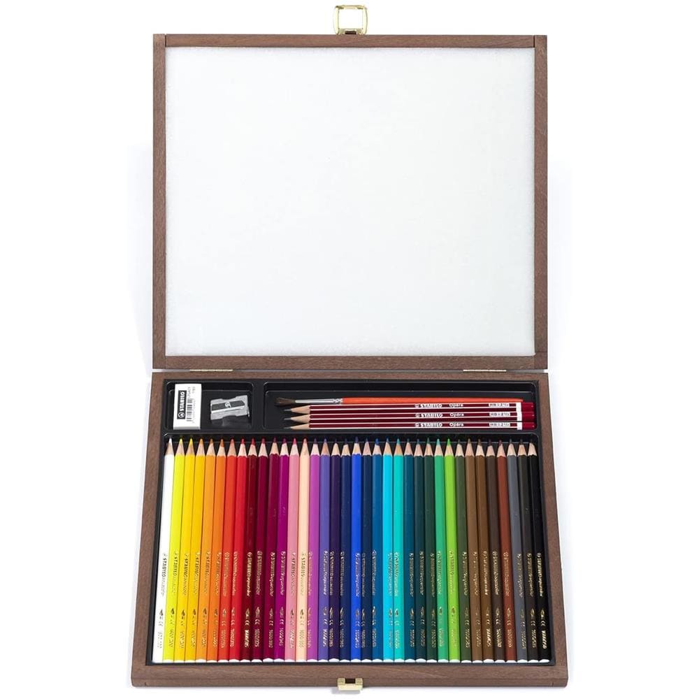 aquacolor - Matita colorata acquarellabile - Cassetta in Legno - Cofanetto Regalo con 36 Colori, 3 Matite HB, 1 Gomma, 1 Temperino, 1 Pennello - Foto 1