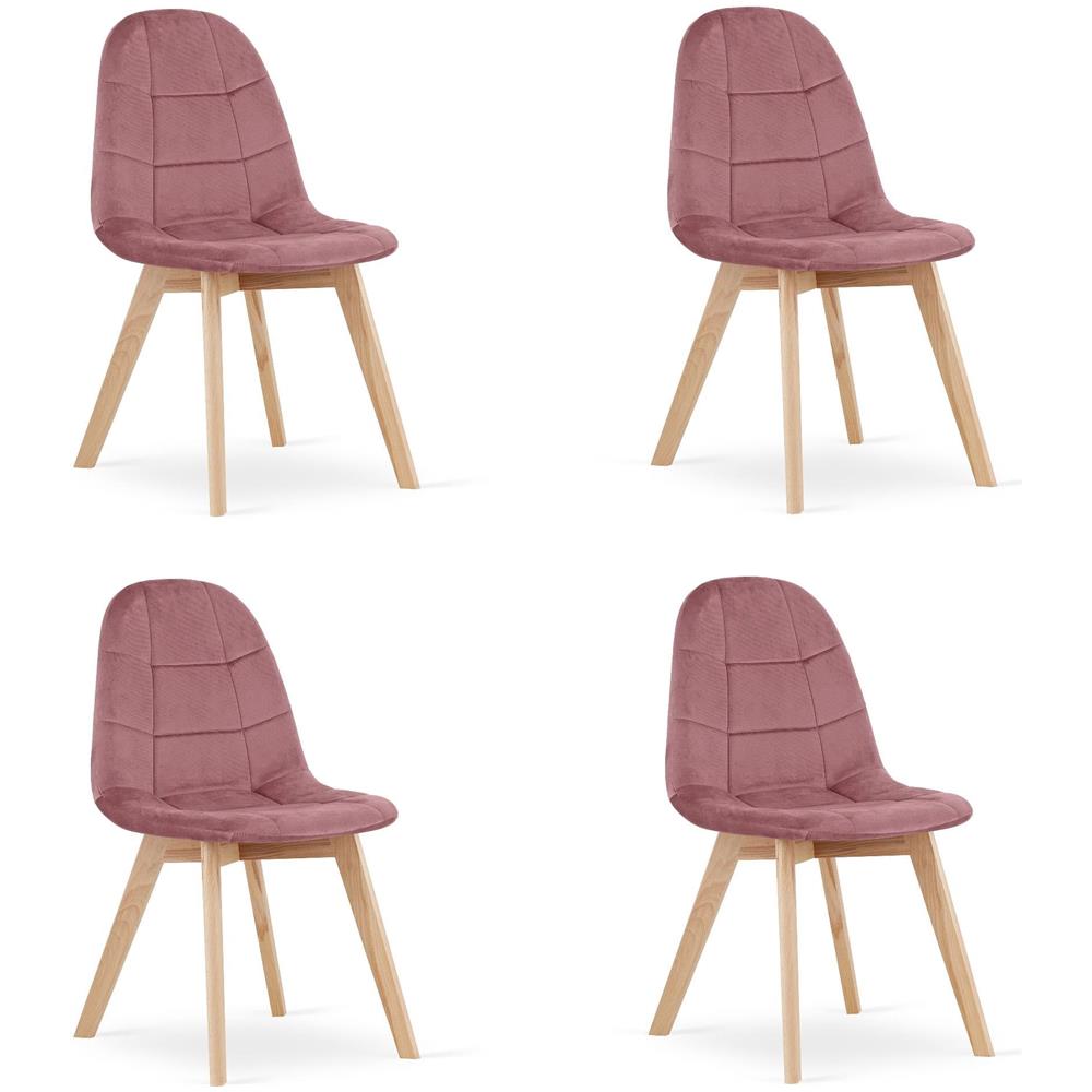 Sedia NUUC in velluto rosa scuro, design ergonomico x4 - Foto 1