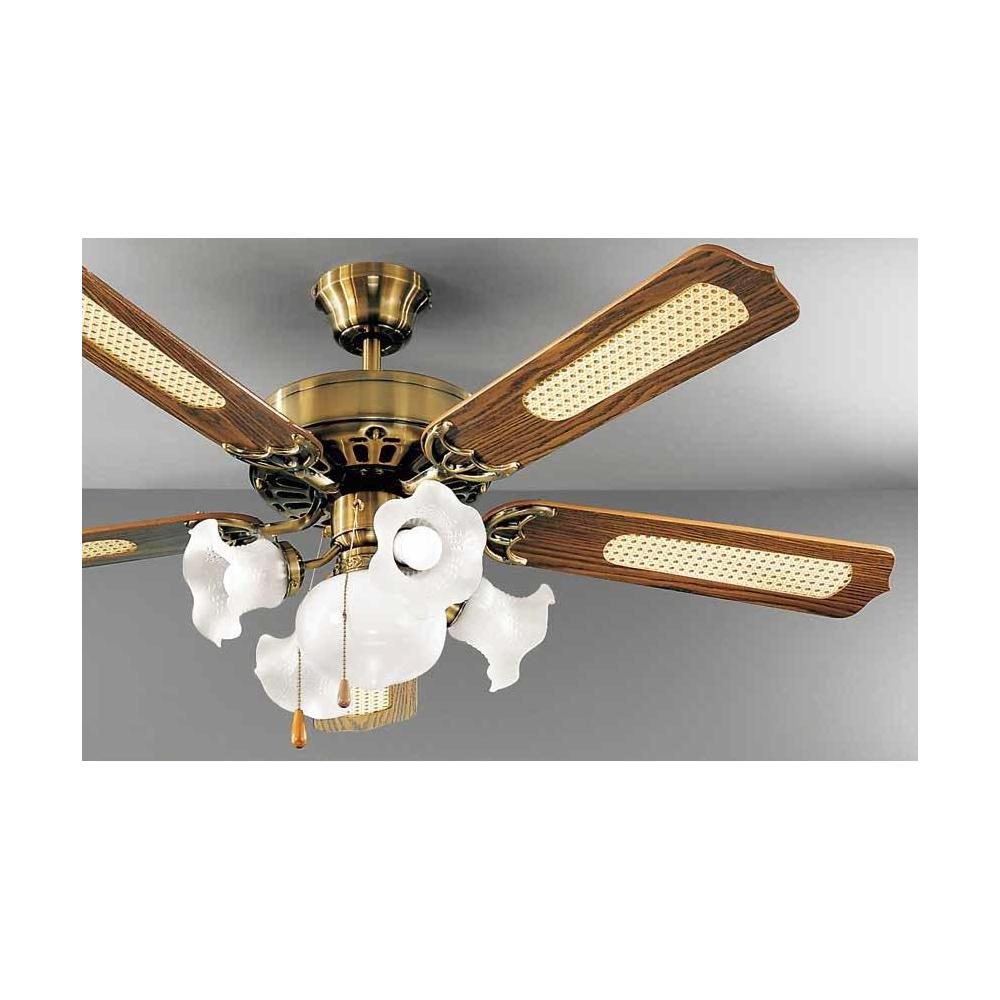 7066OB Ventilatore da Soffitto 5 Pale Diametro 130 cm Kit Luce Colore Ottone Brunito - Foto 2