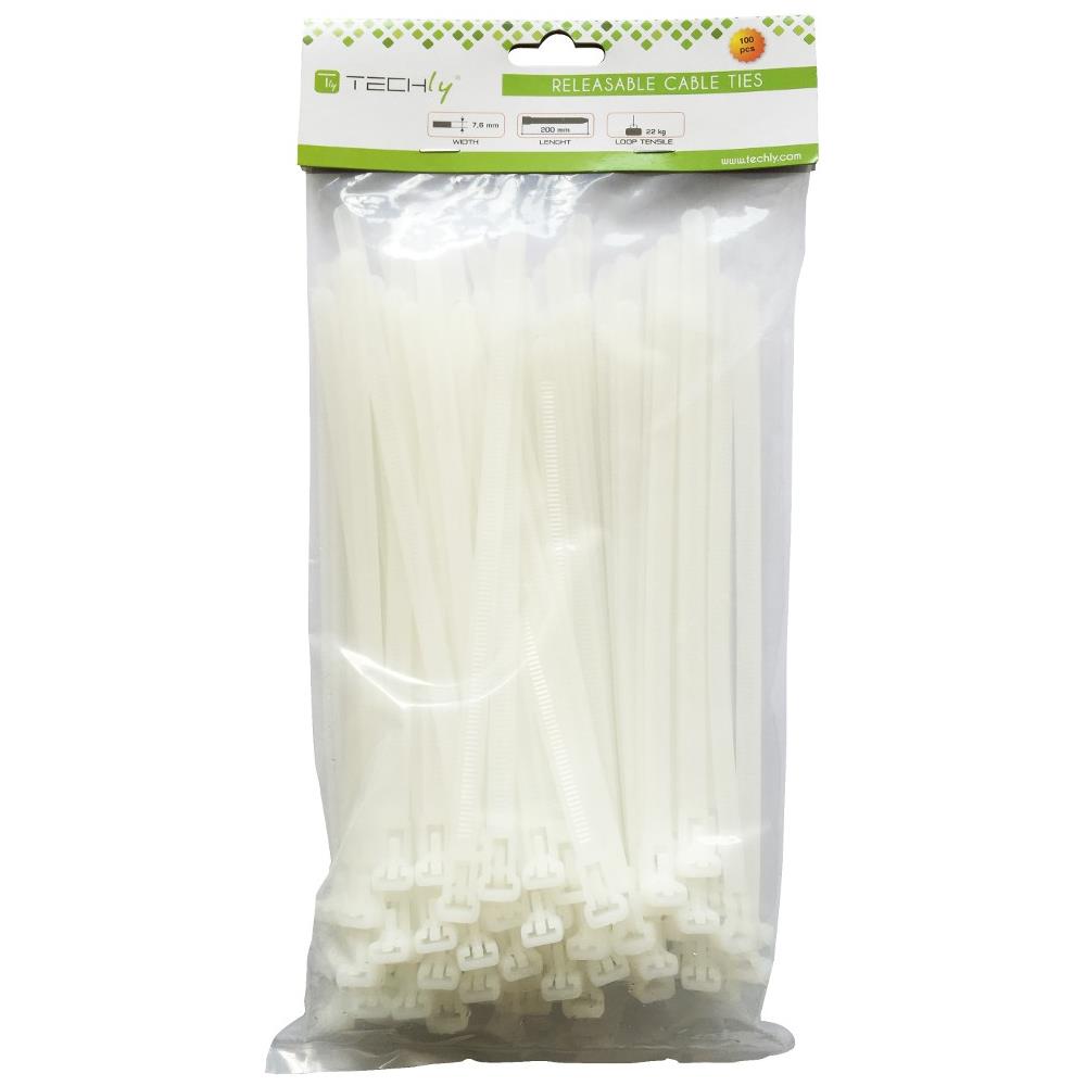 ISWT-876200 - Fascette Fermacavi con Linguetta 200x7,6mm in Nylon 100pz Bianco - Foto 2