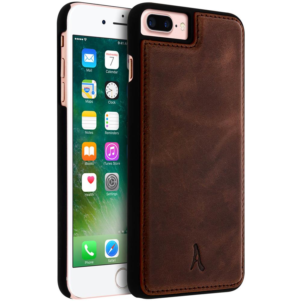 Cover Iphone 8+, 7+, 6+, 6s+ Protezione Rigida Pelle Vera Marrone - Foto 2