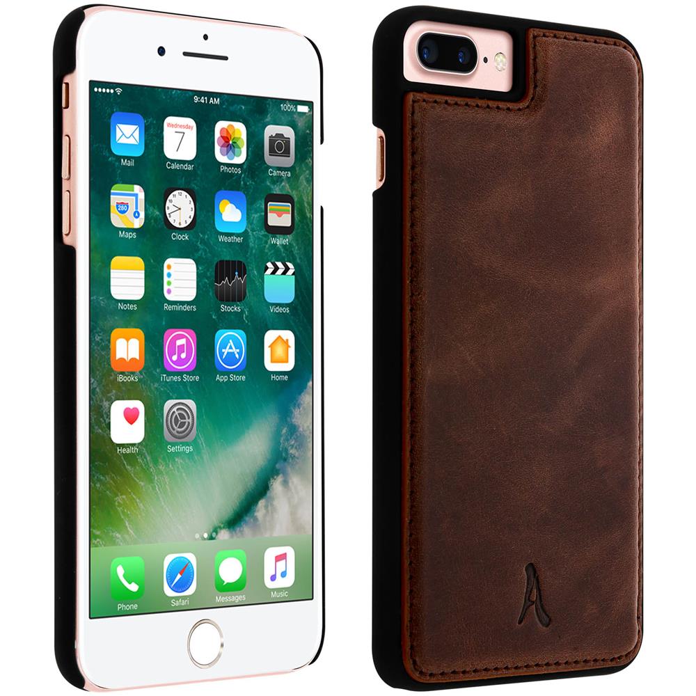 Cover Iphone 8+, 7+, 6+, 6s+ Protezione Rigida Pelle Vera Marrone - Foto 1