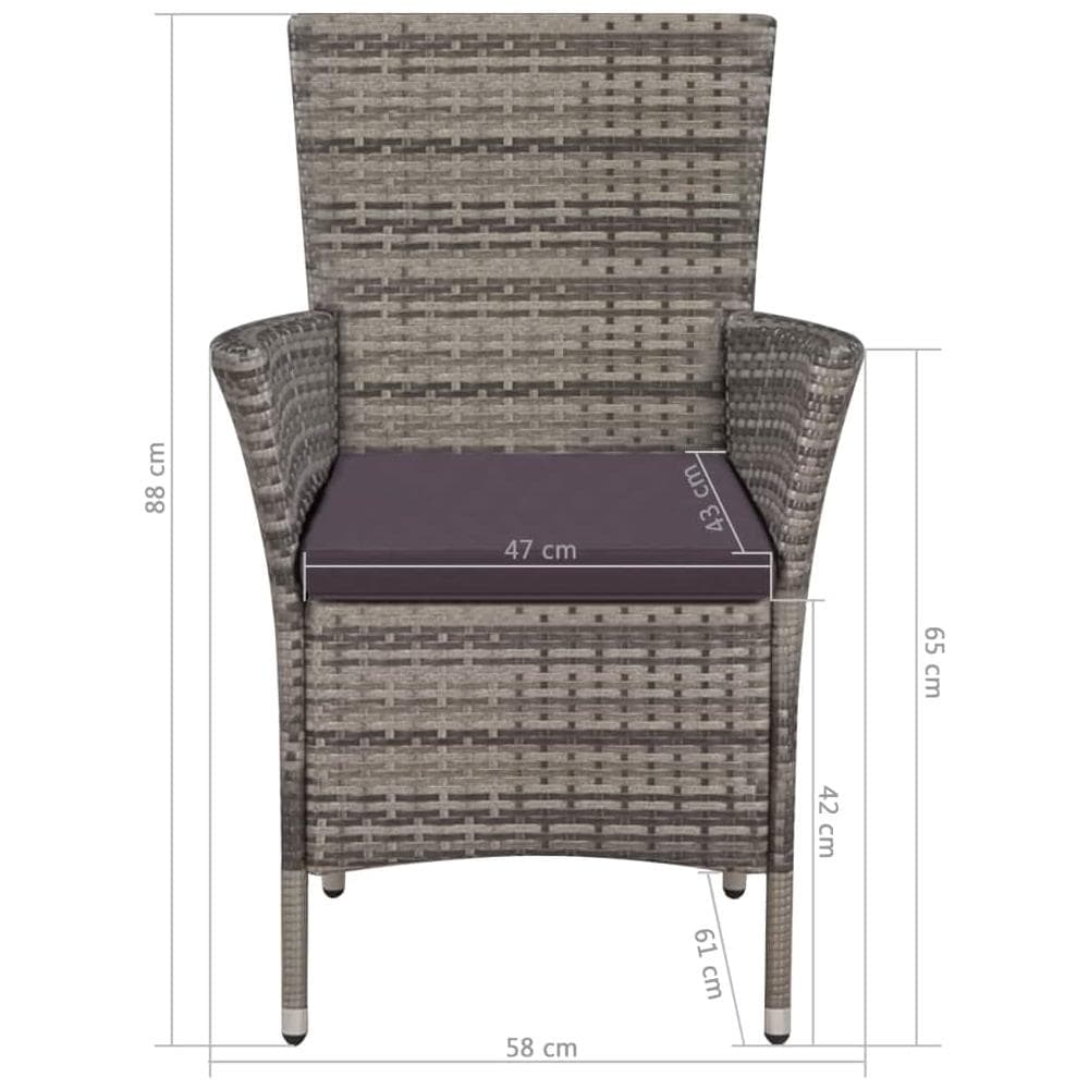 Set Da Pranzo Da Giardino 17 Pz In Polyrattan E Vetro Grigio - Foto 7