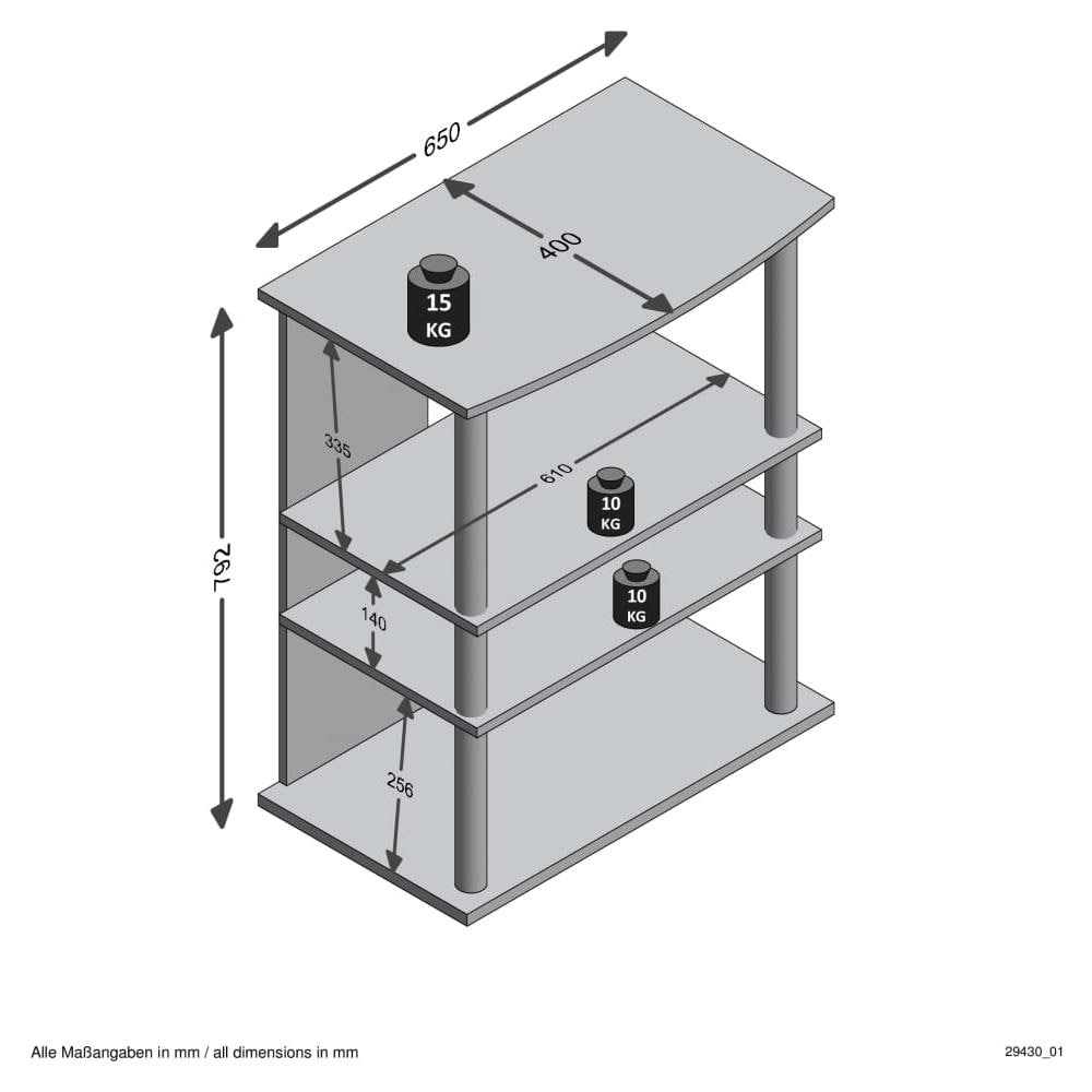 Scaffale Per Tv / hi-fi Con 3 Scomparti 65x40x79,2 Cm In Rovere - Foto 4