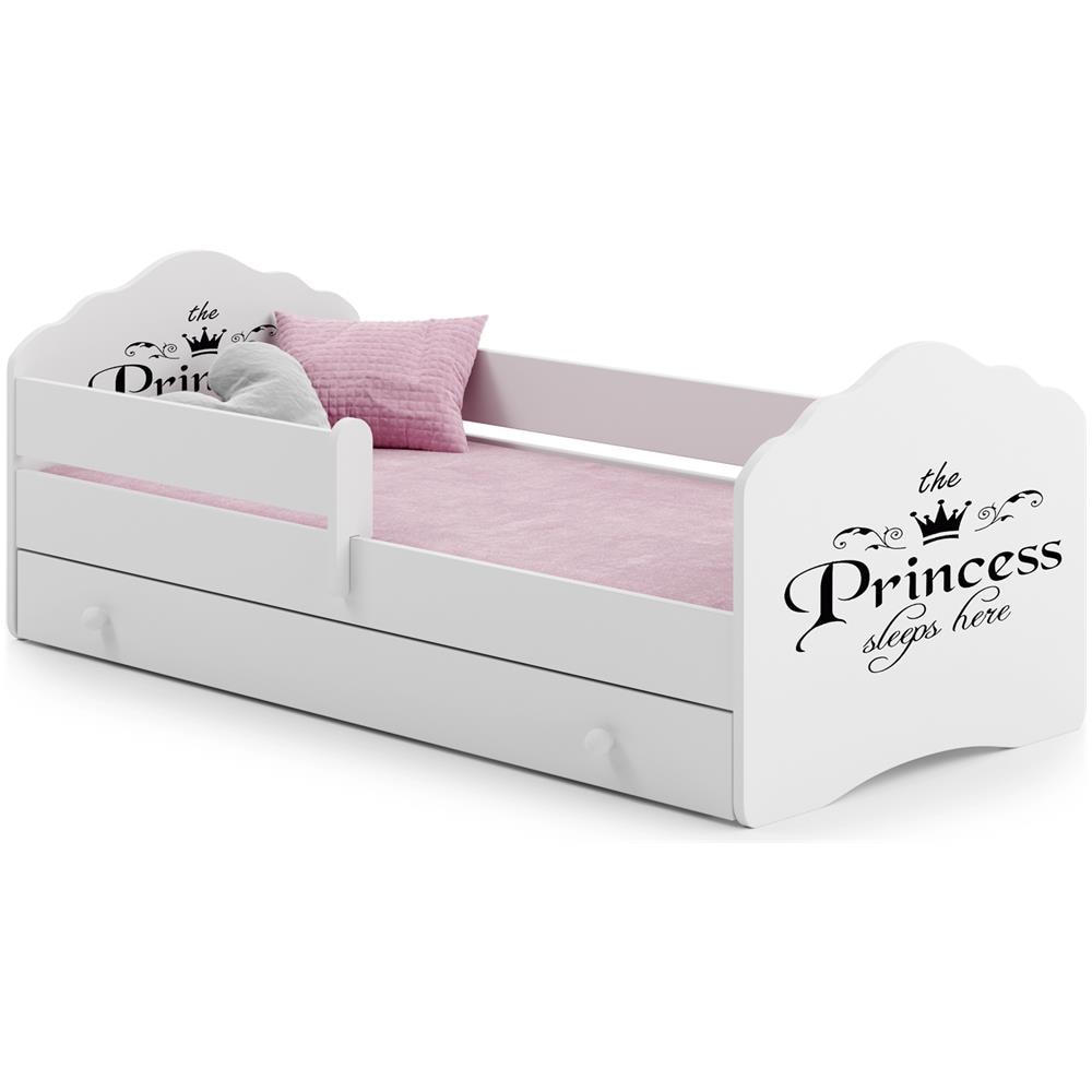 Letto Per Bambini Fala 160x80 Cassetto E Una Ringhiera+ Materasso E Giroletto Sleeping Princess Black - Foto 1