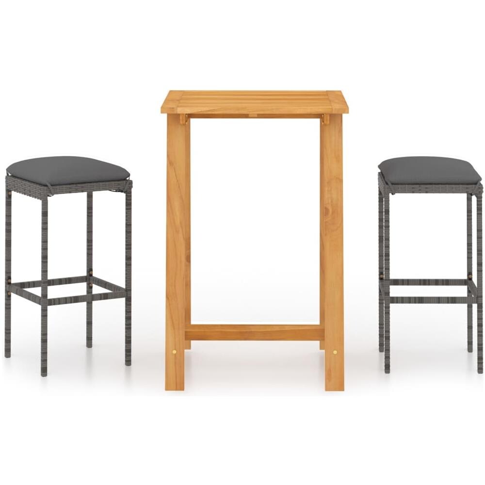 Set Bar da Giardino 3 pz con Cuscini Grigio - Foto 1