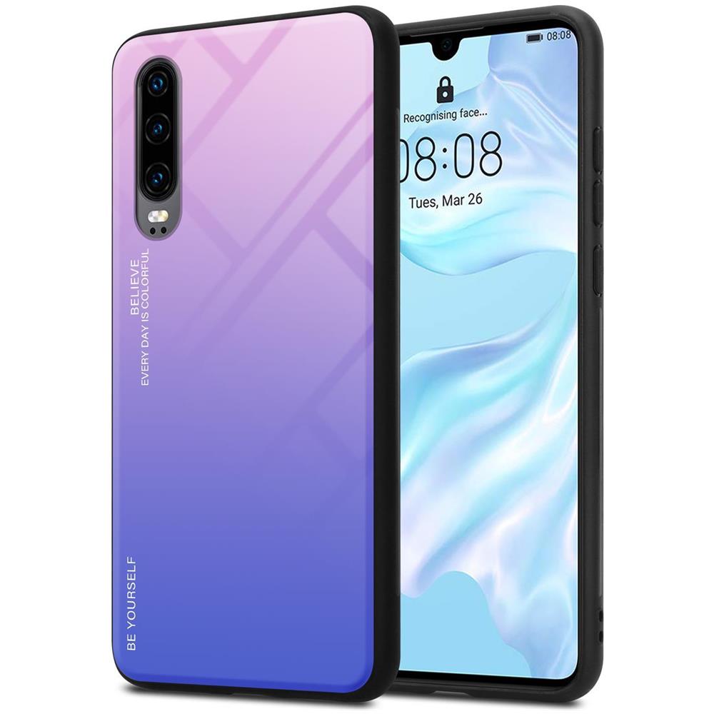 Cadorabo Custodia Compatibile Con Huawei P30 In Rosa - Blu - Coperchio Protettivo Bicolore In Vetro Temperato E Silicone Tpu - Foto 1