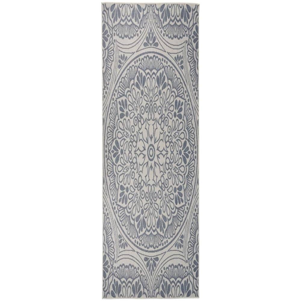 Tappeto Da Esterni A Tessitura Piatta 80x250 Cm Motivo Blu - Foto 1