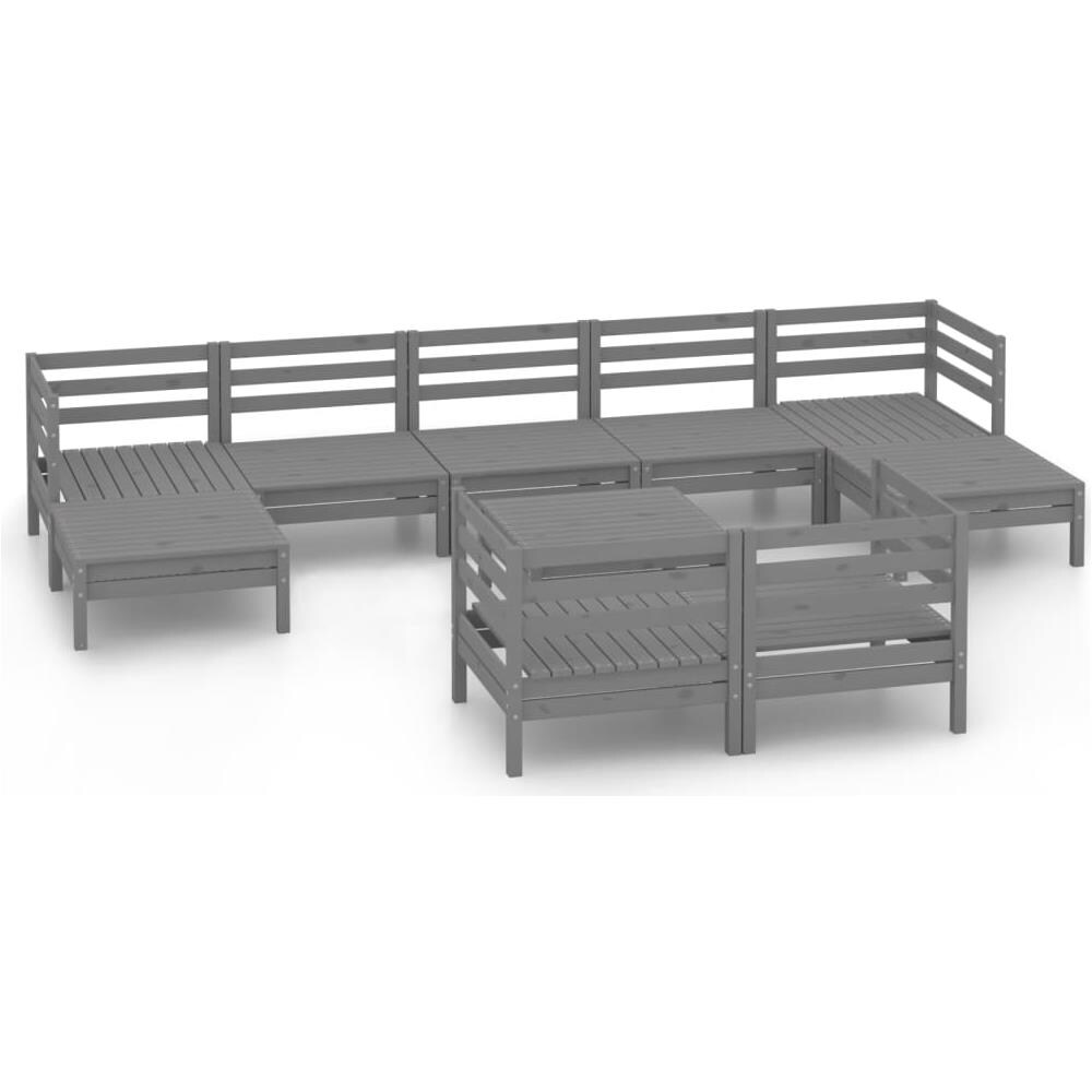 Set Divani Da Giardino 10 Pz Grigio In Legno Massello Di Pino - Foto 2
