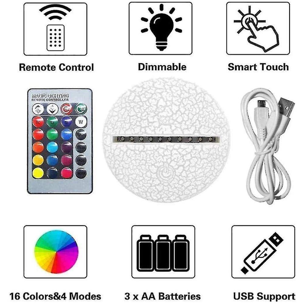 Lampada 3D Notte Con Luci LED – Nuotatore, 7 Colori Cambianti, USB, Touch, Regalo Per Bambini E Decorazione - 6