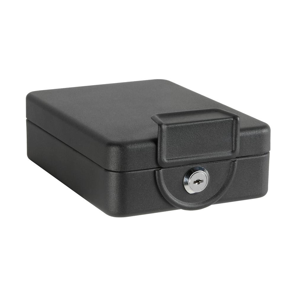 Private C9327 Cassetta Di Sicurezza Con Chiave Per Trasportare Denaro | Cassetta Portavalori In Acciaio Con Struttura Da Fissare Sotto Il Tavolo / ripiano | Cassaforte Portatile De 16 Cm | Nero - Foto 1