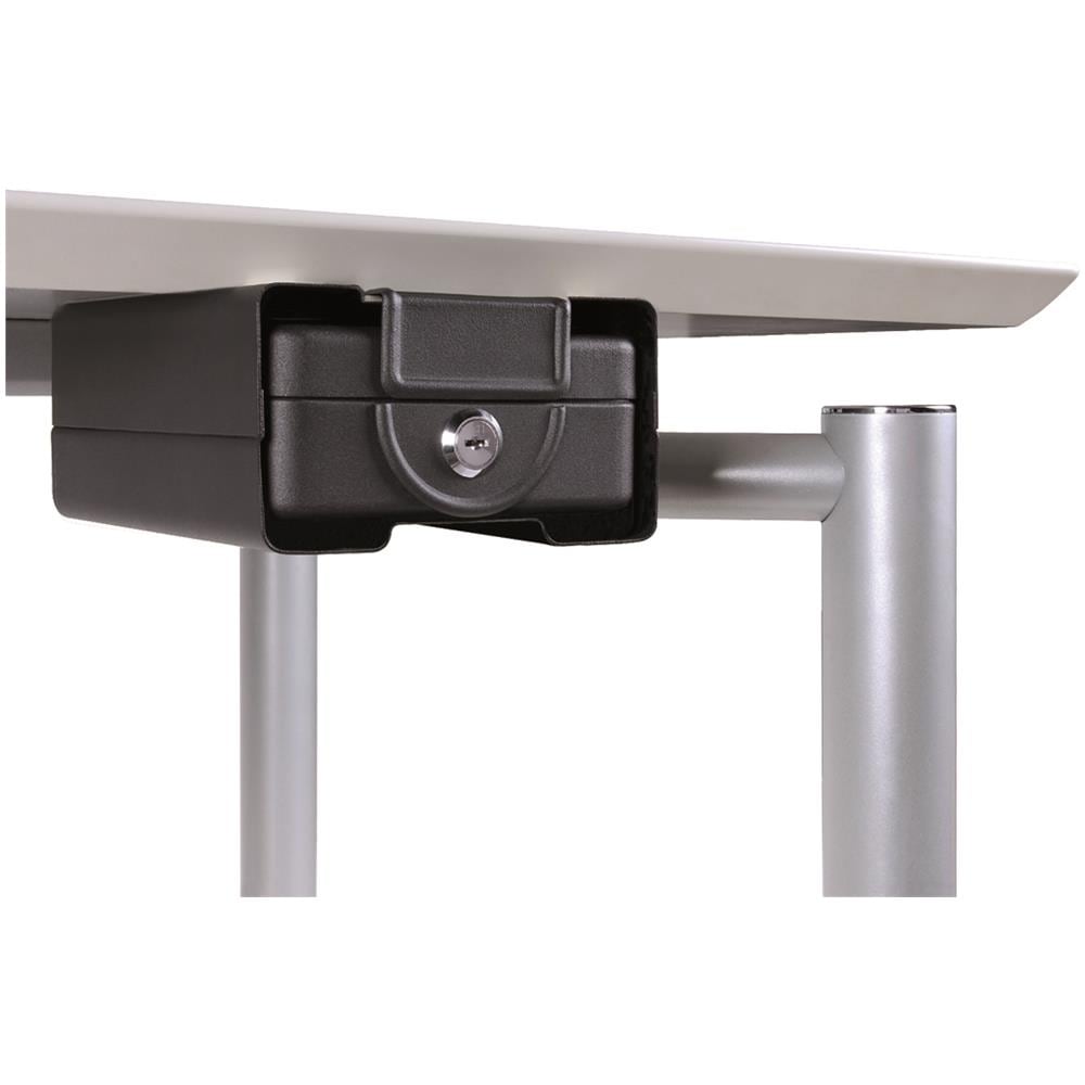 Private C9327 Cassetta Di Sicurezza Con Chiave Per Trasportare Denaro | Cassetta Portavalori In Acciaio Con Struttura Da Fissare Sotto Il Tavolo / ripiano | Cassaforte Portatile De 16 Cm | Nero - Foto 2