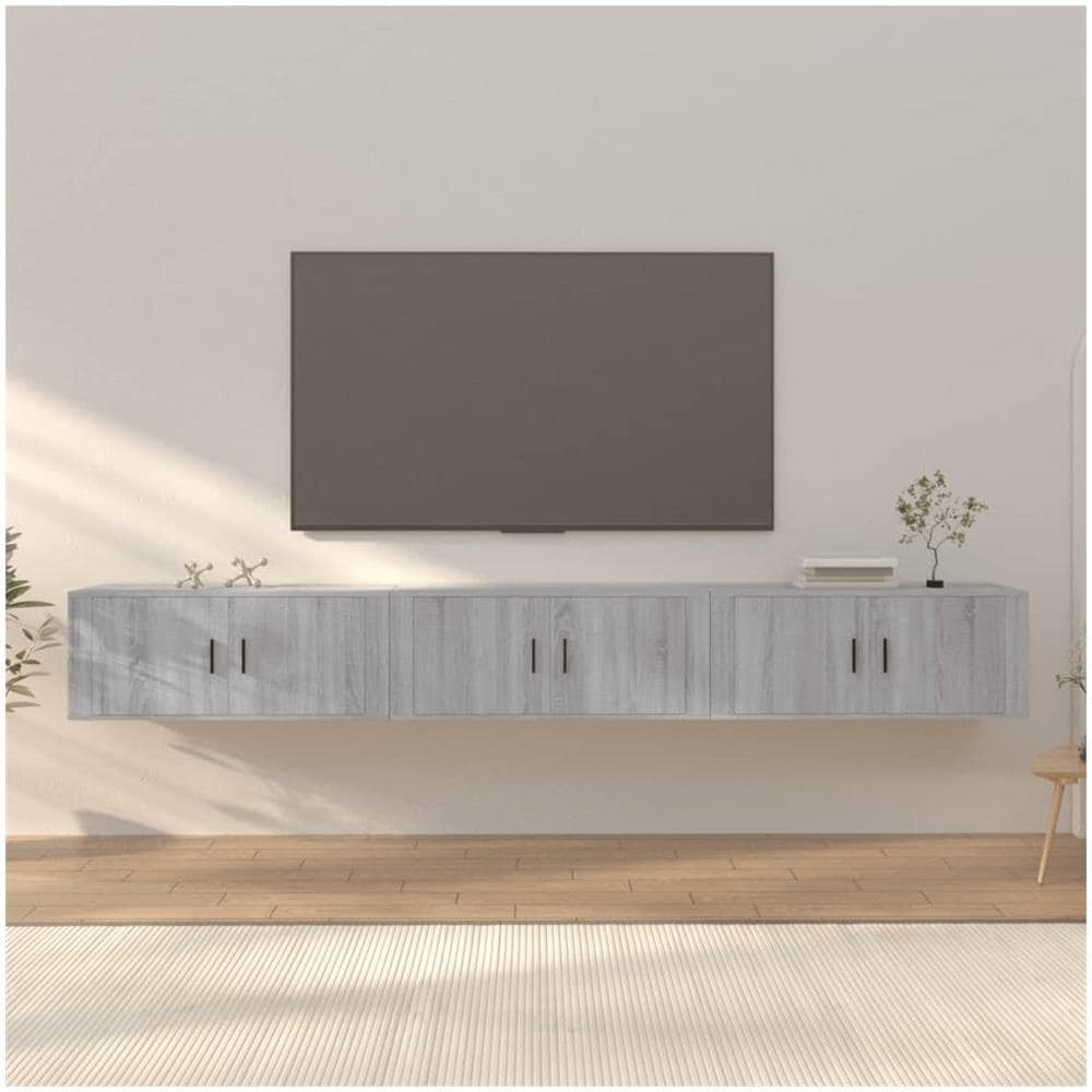 Mobili Porta Tv A Parete 3 Pz Grigio Sonoma 100x34,5x40 Cm - Foto 1