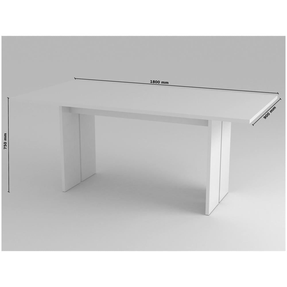 Tavolo Fisso Gabriele, Tavolo Rettangolare Di Design, Tavolo Da Cucina, 100% Made In Italy, Cm 160x90h75, Bianco Lucido - Foto 3