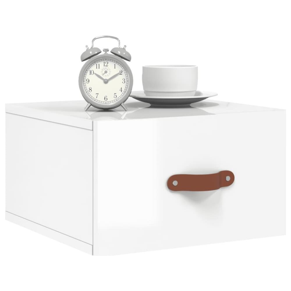 Comodini A Muro 2 Pz Bianco Lucido 35x35x20 Cm - Foto 3