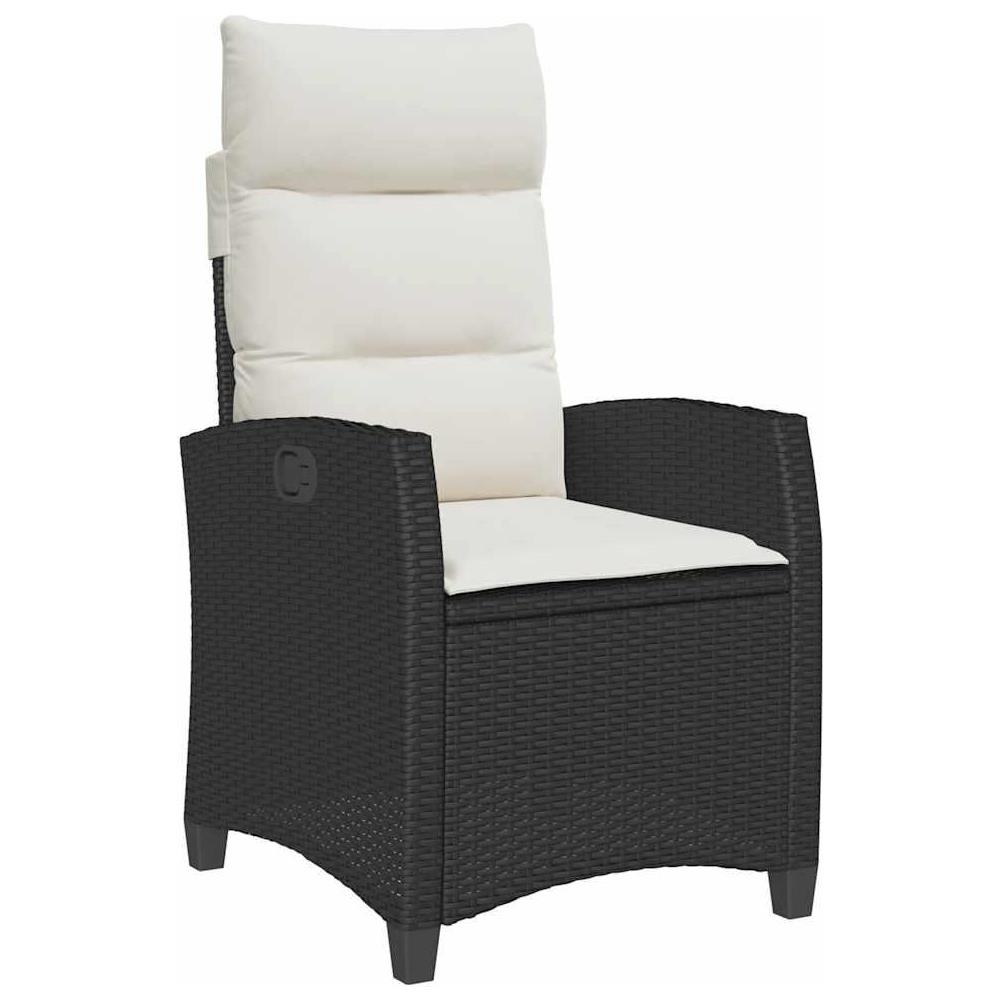 Sedia Reclinabile da Giardino con Tavolino Nera Polyrattan - Foto 1