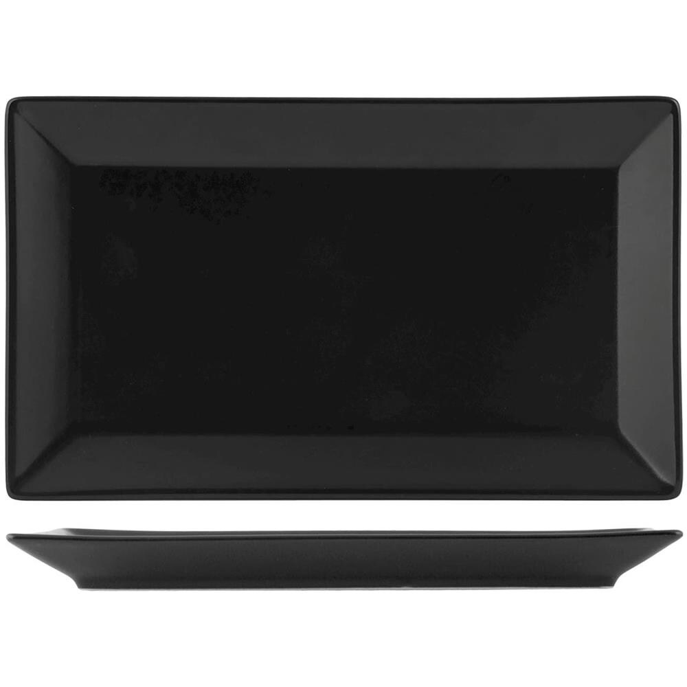Confezione 6 piatti rettangolari Osaka in stoneware nero cm 25x15 - Foto 1