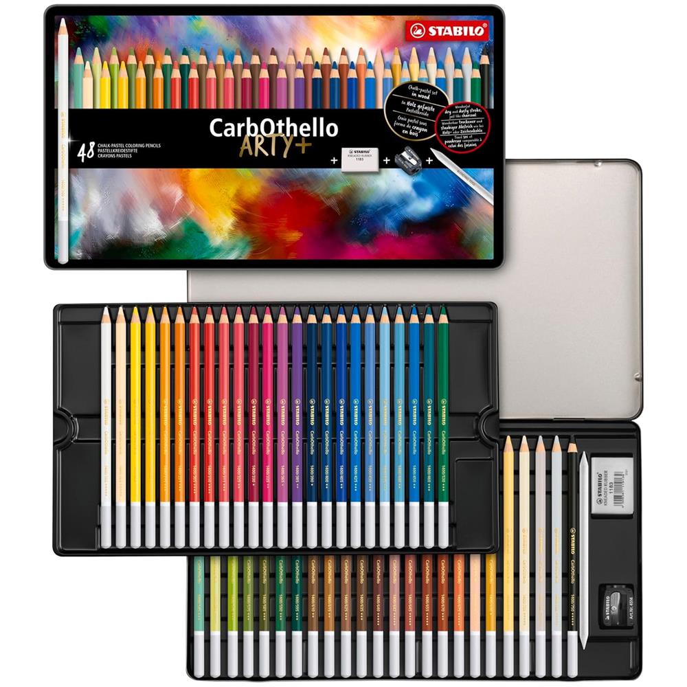 CarbOthello - Matita colorata Premium - ARTY+ - Scatola in Metallo da 48 - Colori assortiti - Foto 1