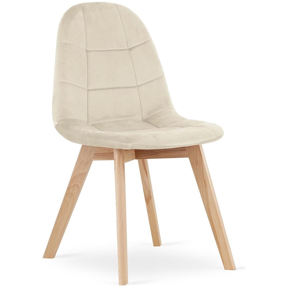 Sedia NUUC in velluto beige, design ergonomico x4 - Foto 2