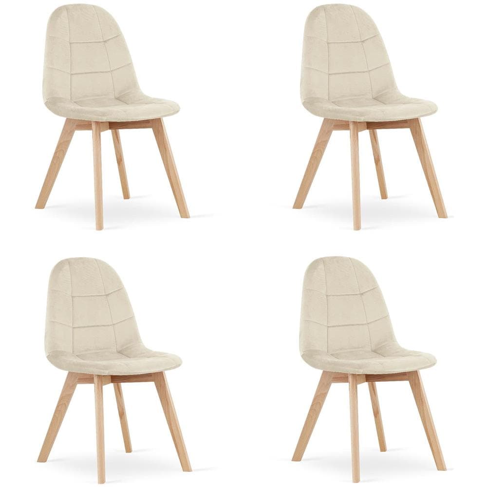 Sedia NUUC in velluto beige, design ergonomico x4 - Foto 1