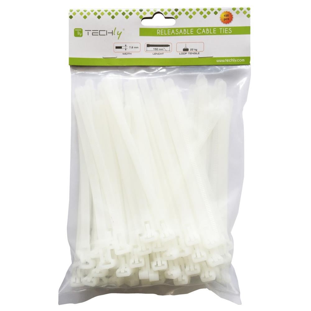 ISWT-876150 - Fascette Fermacavi con Linguetta 150x7,6mm in Nylon 100pz Bianco - Foto 2