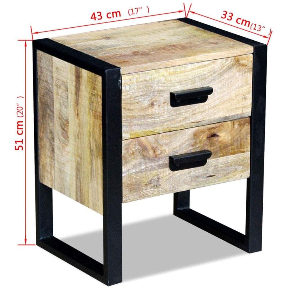 Tavolino Con 2 Cassetti In Solido Legno Di Mango 43x33x51 Cm - Foto 16