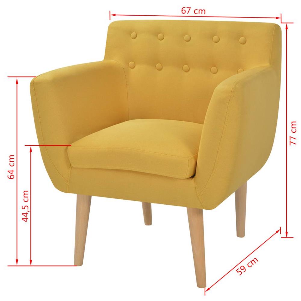 Poltrona In Stoffa 67x59x77 Cm Giallo - Foto 10