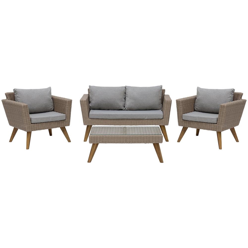 Set Da Giardino In Rattan Marrone E Grigio Vittoria - Foto 1