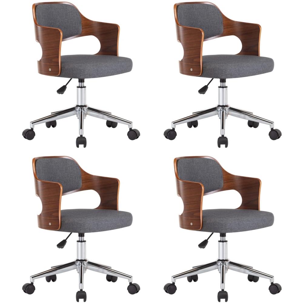 Sedie Da Pranzo Girevoli 4 Pz Grigie In Legno Curvo E Tessuto - Foto 2