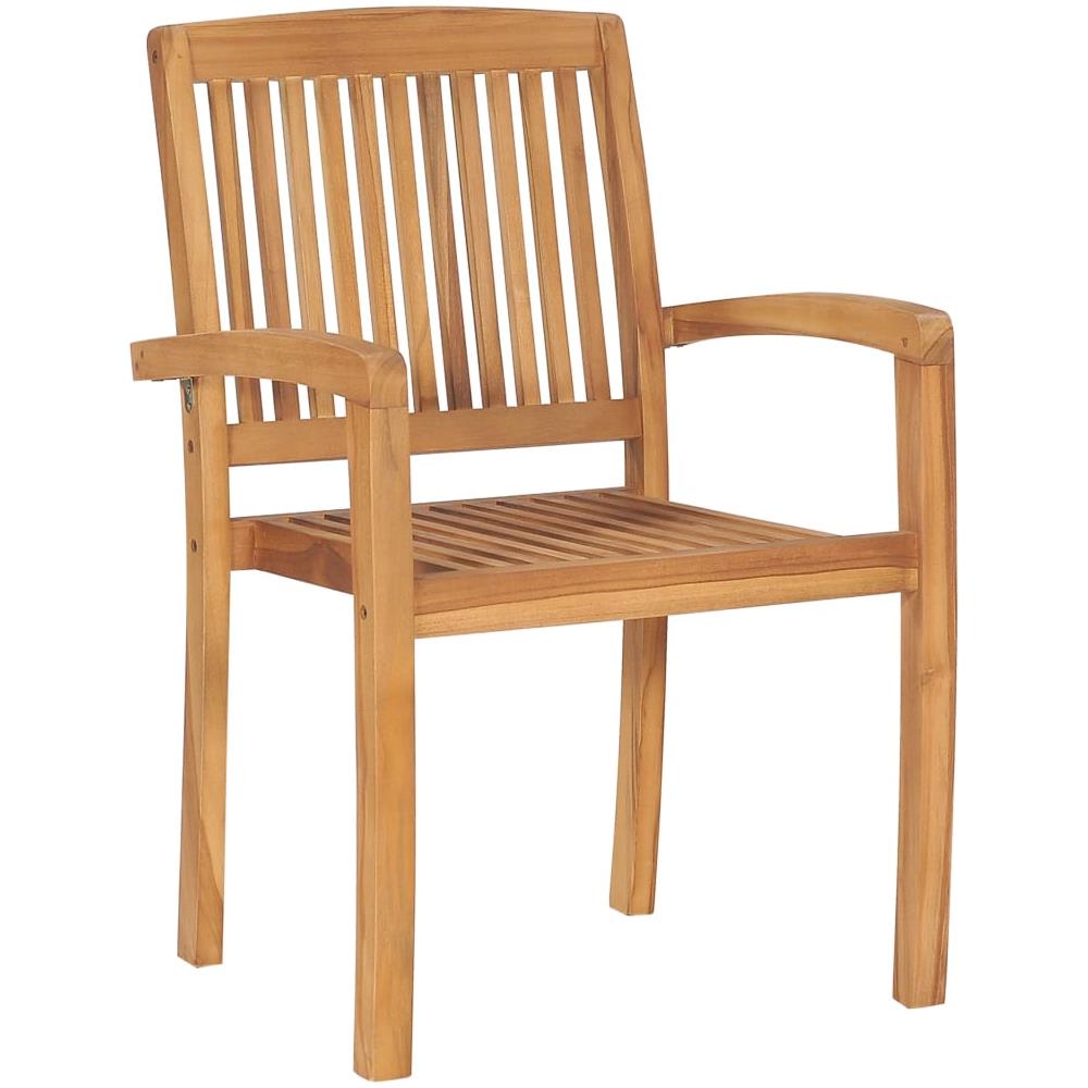 Sedie da Giardino Impilabili 2 pz in Legno Massello di Teak - Foto 3